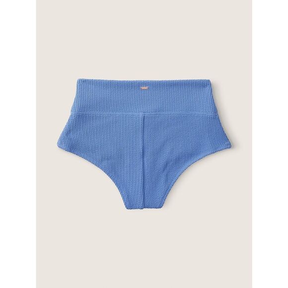 PINK VICTORIA’S SECRET Women’s Blue Crinkle High-Waist Shortie Bikini Bottom Siz - Picture 2 of 10